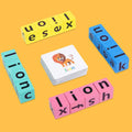 Wooden Word Spelling Game,Alphabet Learning Toy for Preschool Boys and Girls,Letters Reading Building Blocks with 40 Cards